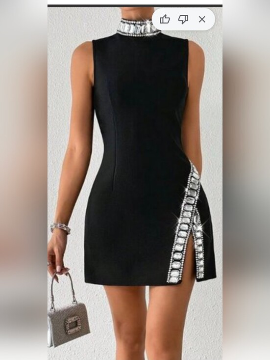 Bella Barnett Dresses & Skirts - BELLA BARNET Kianala Bandage Sleeveless High Neck Rhinestone  Mini Dress Small